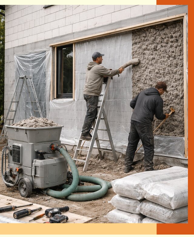 Утепление дома из газобетона эковатой в Одинцове от 4660 руб./м2 | ТепломастерДнц